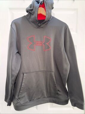 Under Armour Gray Hoodie with Red-Trim Logo